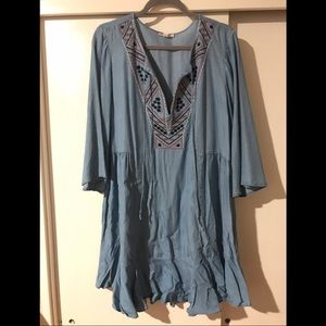 Embroidered Denim Dress with Embroidery